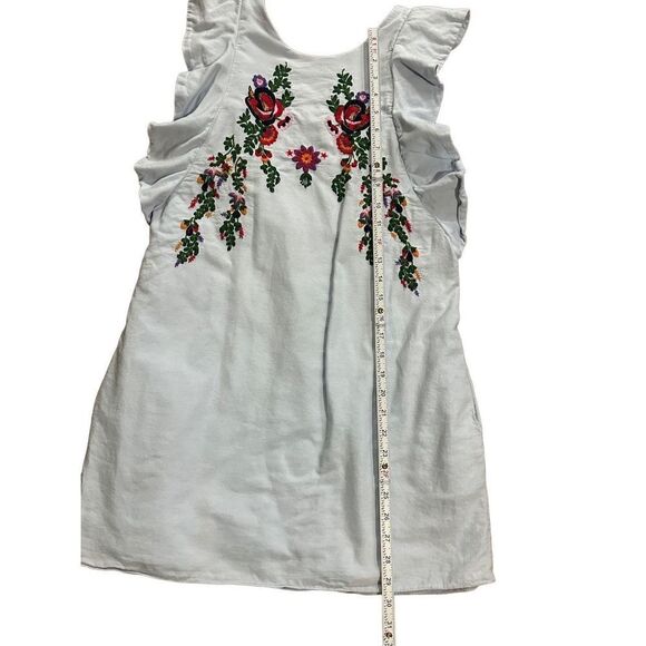 Zara Floral Embroidered Light Blue Dress size M - Picture 4 of 9